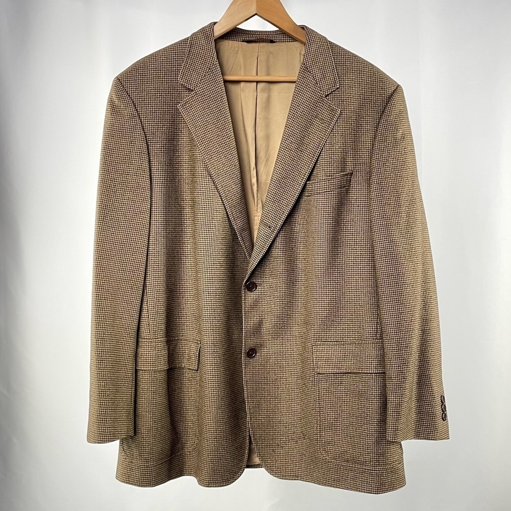 Brooks Brothers‎ Loro Piana Italian Wool 2 Button Blazer Brown Black Size 45 Reg